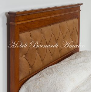 OC289 Letto Matrimoniale In Noce Queen Size Con Testiera Pelle 06